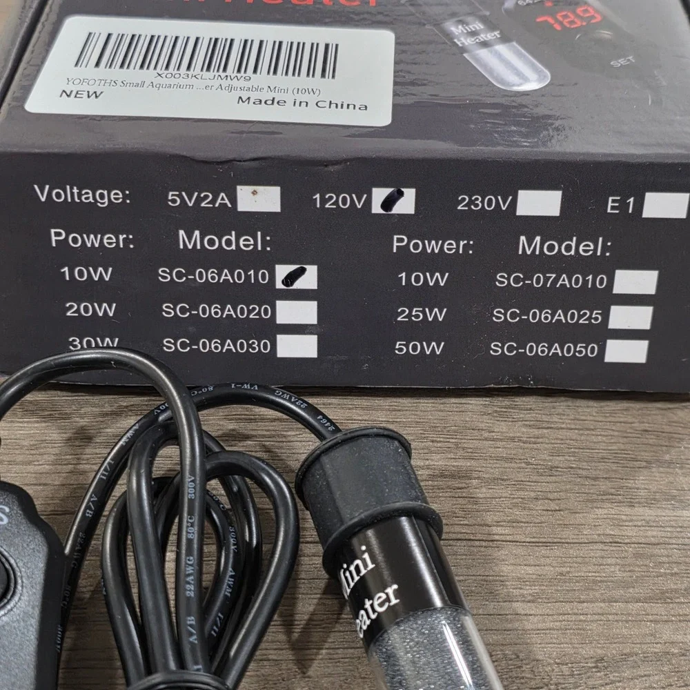YOFOTHS 10W Mini Aquarium Heater Adjustable 64-93F for 1-2 Gallon Fish Tanks NEW